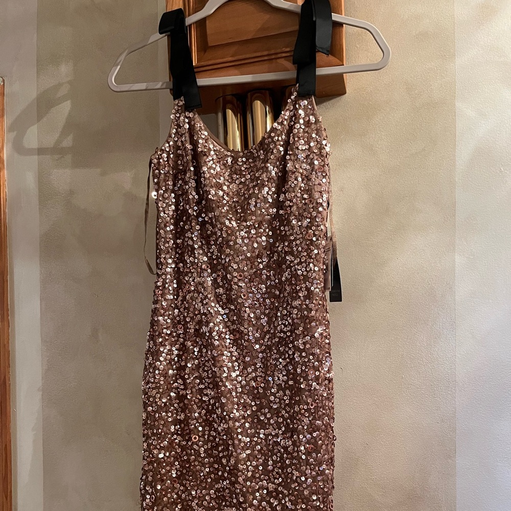 Adrianna Papell ROSEGOLD Sequin Mini Dress